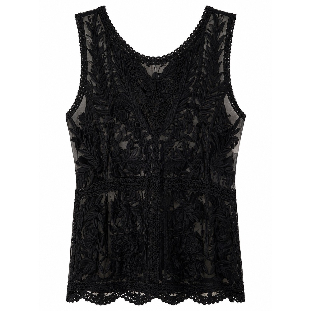 Plus Size Black Lace Sleeveless Top 1X Gothic Whimsigoth Boho Chic Blouse